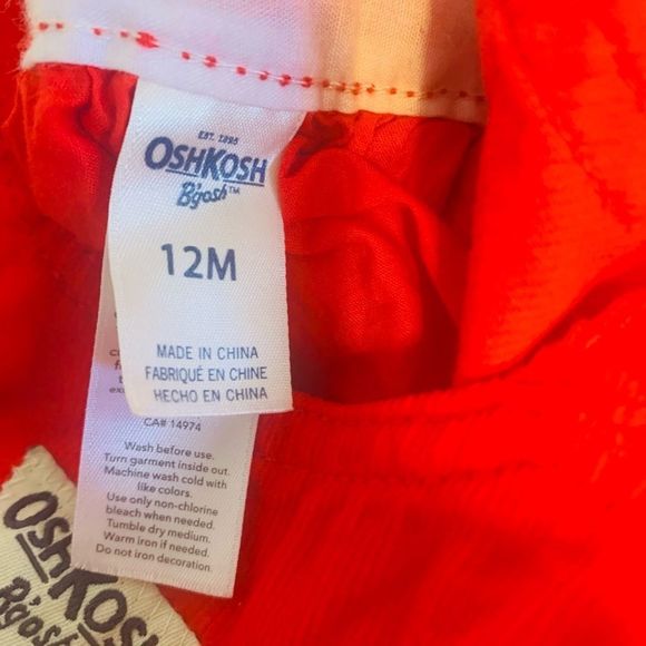 Girls Sz 12 Months OshKosh Red Overall Dress - Picture 3 of 3